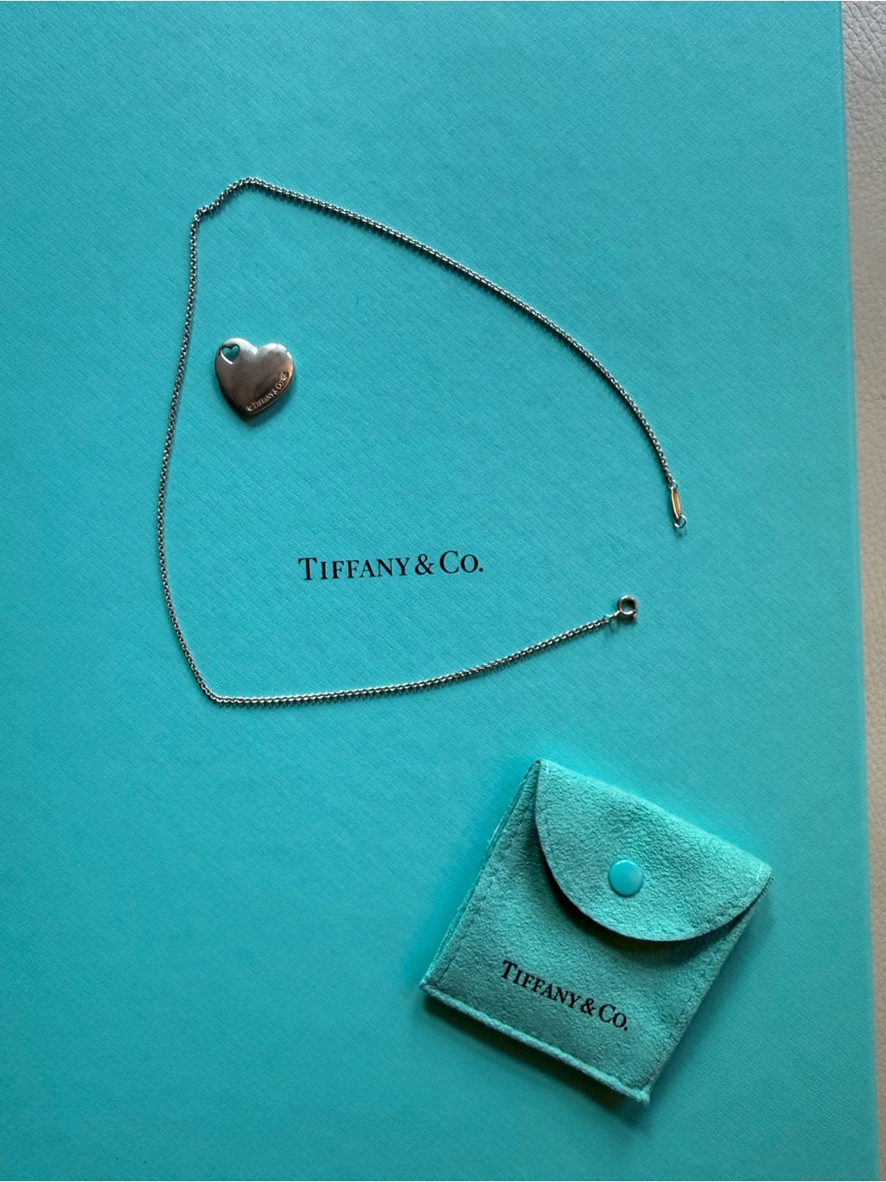2000s retired Tiffany & Co. Silver Heart Pendant Necklace